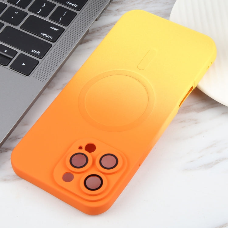 For iPhone 16 Pro Liquid TPU Silicone Gradient MagSafe Phone Case(Orange Yellow) - iPhone 16 Pro Cases by buy2fix | Online Shopping UK | buy2fix