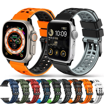 For Apple Watch Series 2 42mm Twill Dual-row Buckle Silicone Watch Band(Orange Black) - Watch Bands by buy2fix | Online Shopping UK | buy2fix