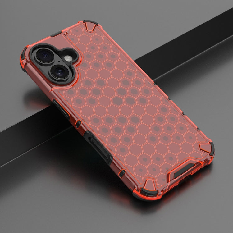 For iPhone 16 Plus Honeycomb Shockproof Phone Case(Red) - iPhone 16 Plus Cases by buy2fix | Online Shopping UK | buy2fix