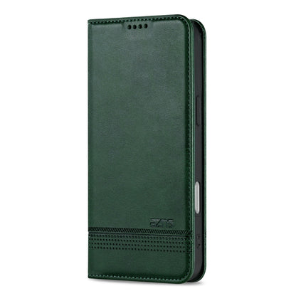 For iPhone 16 AZNS Magnetic Calf Texture Flip Leather Phone Case(Dark Green) - iPhone 16 Cases by AZNS | Online Shopping UK | buy2fix