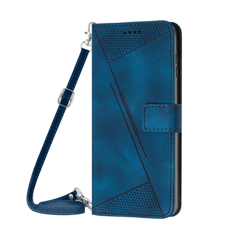 For Motorola Moto G Play 2024 Dream Triangle Leather Phone Case with Lanyard(Blue) - Motorola Cases by buy2fix | Online Shopping UK | buy2fix