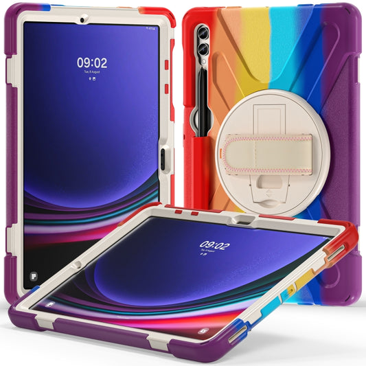 For Samsung Galaxy Tab S9+ / S8+ Rotary Handle Grab TPU + PC Tablet Case(Colorful Red) - Galaxy Tab S9+ Cases by buy2fix | Online Shopping UK | buy2fix