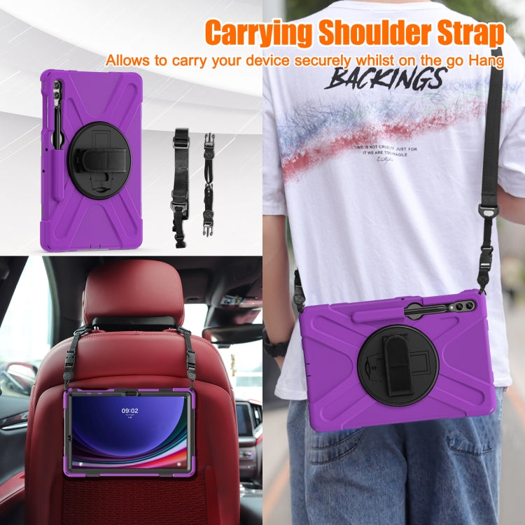 For Samsung Galaxy Tab S9+ / S8+ Rotary Handle Grab TPU + PC Tablet Case(Purple) - Galaxy Tab S9+ Cases by buy2fix | Online Shopping UK | buy2fix