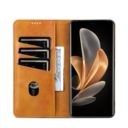 For OPPO Find X7 AZNS Magnetic Calf Texture Flip Leather Phone Case(Light Brown) - OPPO Cases by AZNS | Online Shopping UK | buy2fix