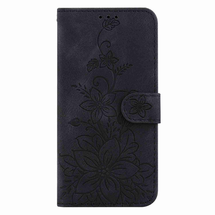 For OnePlus 11 Lily Embossed Leather Phone Case(Black) - OnePlus Cases by buy2fix | Online Shopping UK | buy2fix