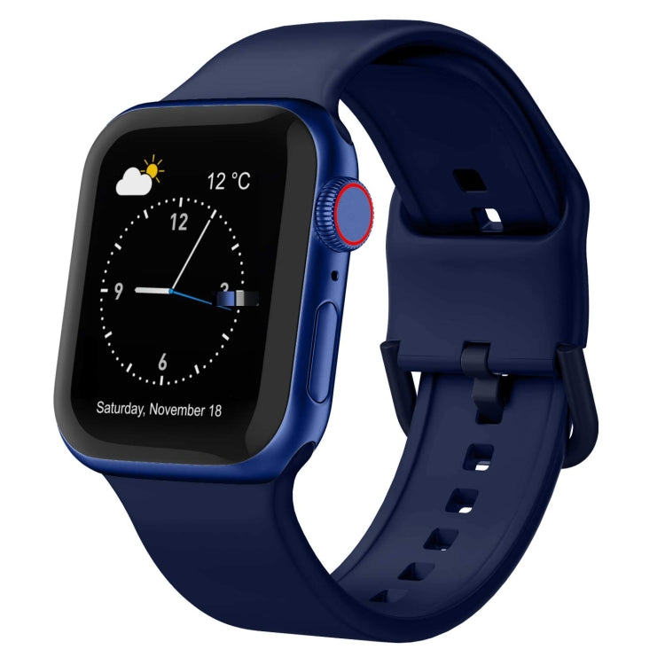 For Apple Watch Series 8 45mm Pin Buckle Silicone Watch Band(Midnight Blue) - Watch Bands by buy2fix | Online Shopping UK | buy2fix