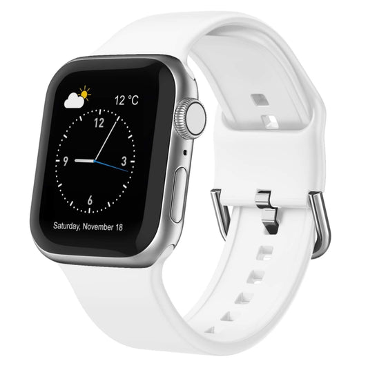 For Apple Watch SE 2022 44mm Pin Buckle Silicone Watch Band(White) - Watch Bands by buy2fix | Online Shopping UK | buy2fix