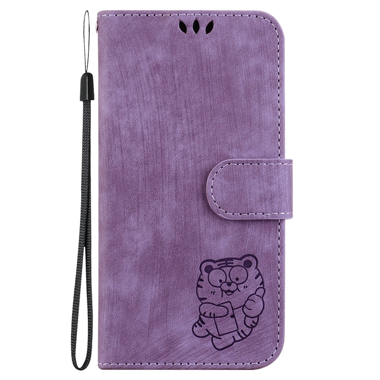 For iPhone 16 Pro Max Little Tiger Embossed Leather Phone Case(Purple) - iPhone 16 Pro Max Cases by buy2fix | Online Shopping UK | buy2fix