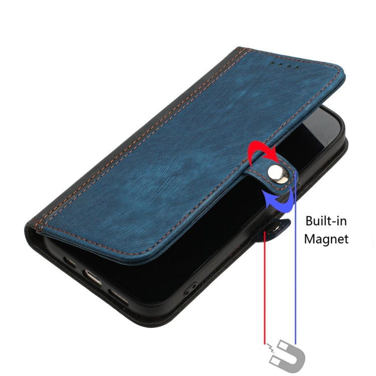 For iPhone 16 Pro Side Buckle Double Fold Hand Strap Leather Phone Case(Royal) - iPhone 16 Pro Cases by buy2fix | Online Shopping UK | buy2fix