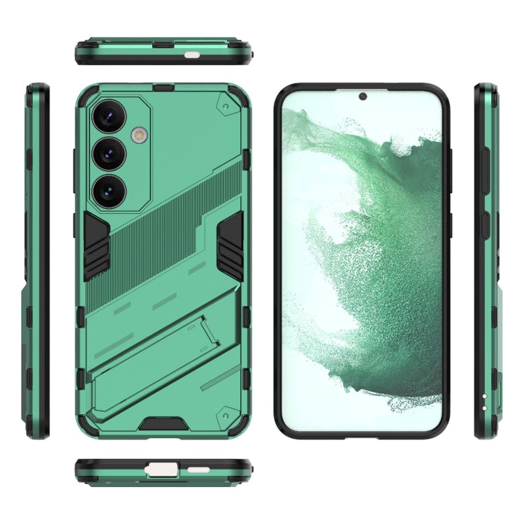 For Samsung Galaxy S24+ 5G Punk Armor 2 in 1 PC + TPU Shockproof Phone Case with Invisible Holder(Green) - Galaxy S24+ 5G Cases by buy2fix | Online Shopping UK | buy2fix