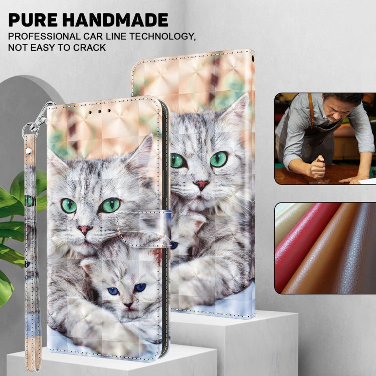 For iPhone 16 Pro Max 3D Painted Leather Phone Case(Two Loving Cats) - iPhone 16 Pro Max Cases by buy2fix | Online Shopping UK | buy2fix