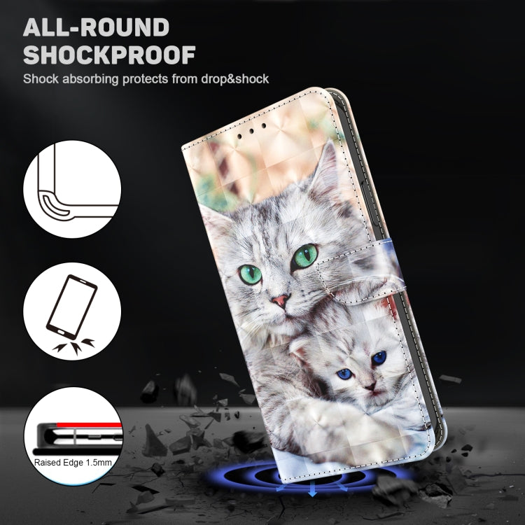 For Samsung Galaxy A15 3D Painted Leather Phone Case(Two Loving Cats) - Galaxy Phone Cases by buy2fix | Online Shopping UK | buy2fix