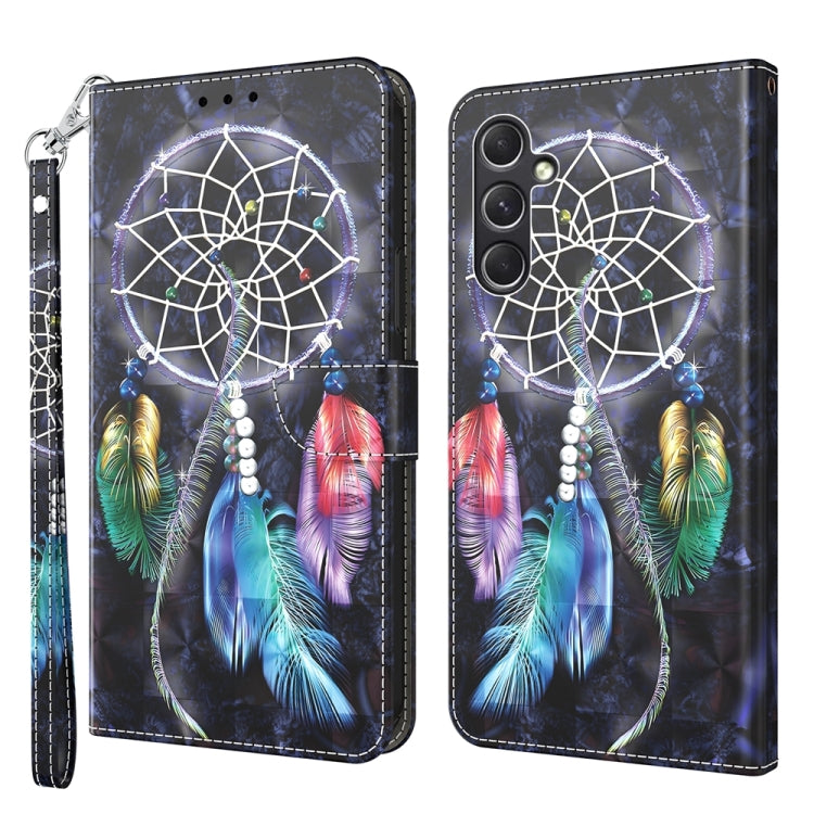 For Samsung Galaxy A55 5G 3D Painted Leather Phone Case(Colorful Dreamcatcher) - Galaxy Phone Cases by buy2fix | Online Shopping UK | buy2fix