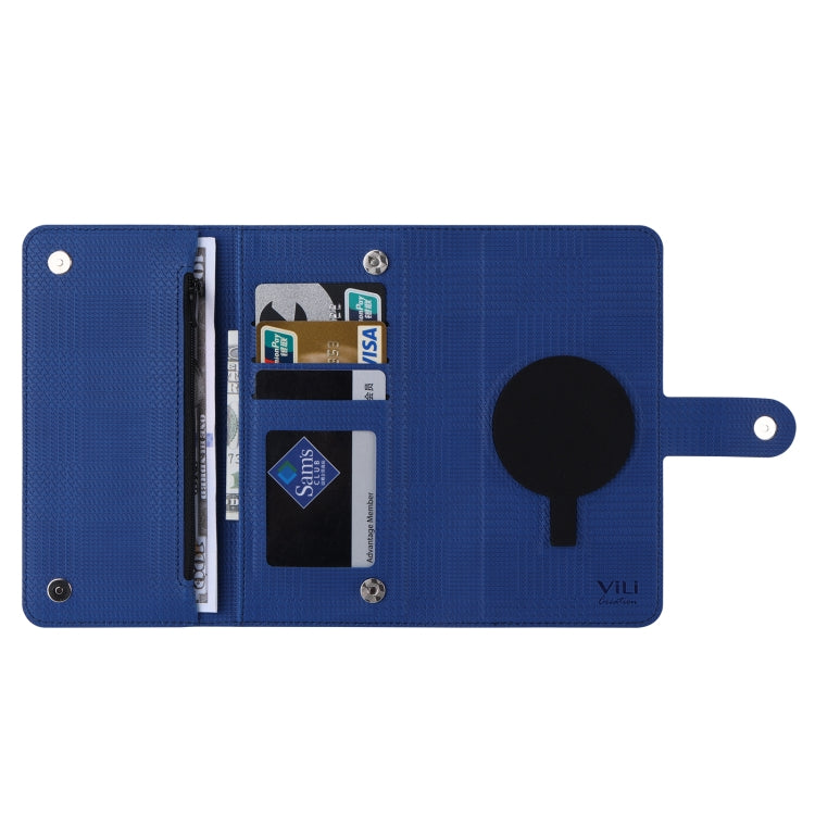 For iPhone 15 Pro Max ViLi GHB Series MagSafe Magnetic Zipper Leather Phone Case(Blue) - iPhone 15 Pro Max Cases by ViLi | Online Shopping UK | buy2fix