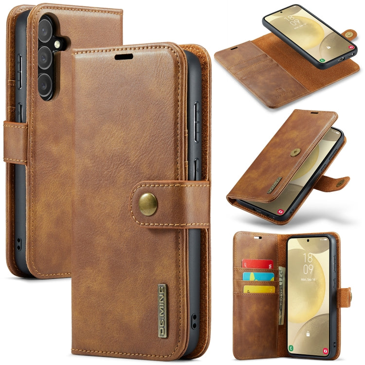 For Samsung Galaxy S24+ 5G DG.MING Crazy Horse Texture Detachable Magnetic Leather Case(Brown) - Galaxy S24+ 5G Cases by DG.MING | Online Shopping UK | buy2fix