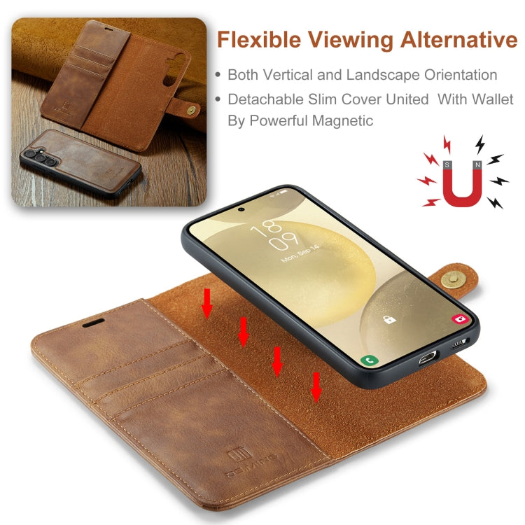 For Samsung Galaxy S24 5G DG.MING Crazy Horse Texture Detachable Magnetic Leather Case(Brown) - Galaxy S24 5G Cases by DG.MING | Online Shopping UK | buy2fix