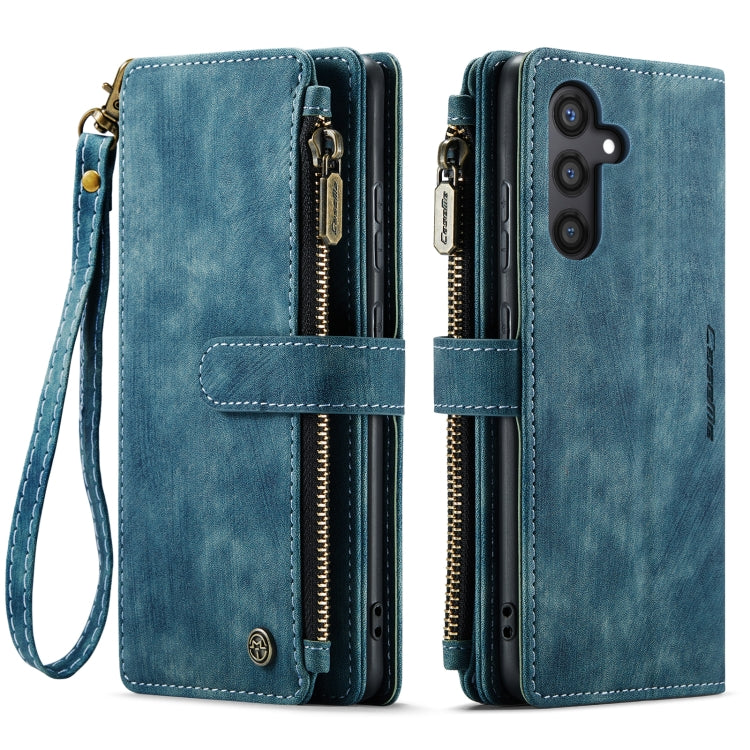 For Samsung Galaxy S24 5G CaseMe C30 Card Slots Zipper Wallet Leather Phone Case(Blue) - Galaxy S24 5G Cases by CaseMe | Online Shopping UK | buy2fix