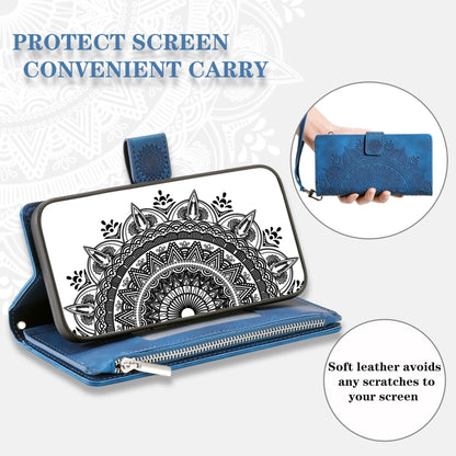 For Samsung Galaxy S21 5G Multi-Card Totem Zipper Leather Phone Case(Blue) - Galaxy S21 5G Cases by buy2fix | Online Shopping UK | buy2fix