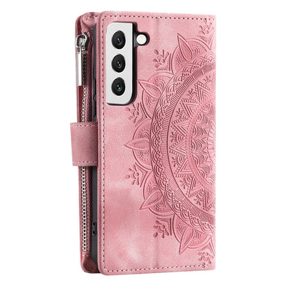 For Samsung Galaxy S21+ 5G Multi-Card Totem Zipper Leather Phone Case(Pink) - Galaxy S21+ 5G Cases by buy2fix | Online Shopping UK | buy2fix