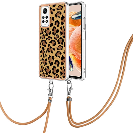 For Xiaomi Redmi Note 12 Pro 4G Global Electroplating Dual-side IMD Phone Case with Lanyard(Leopard Print) - Xiaomi Cases by buy2fix | Online Shopping UK | buy2fix
