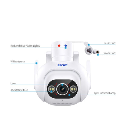 ESCAM PT304 HD 4MP Humanoid Detection Tracking WiFi Connection Sound Alarm Intelligent Night Vision H.265 Camera(UK Plug) - Wireless Camera by ESCAM | Online Shopping UK | buy2fix