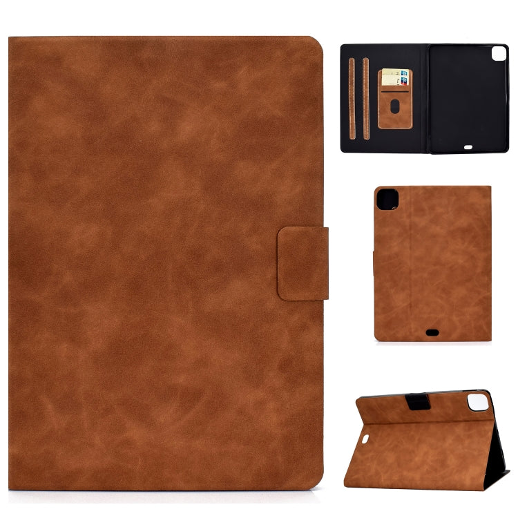 For iPad Pro 11 2024 Cowhide Texture Leather Smart Tablet Case(Brown) - iPad Pro 11 2024 Cases by buy2fix | Online Shopping UK | buy2fix