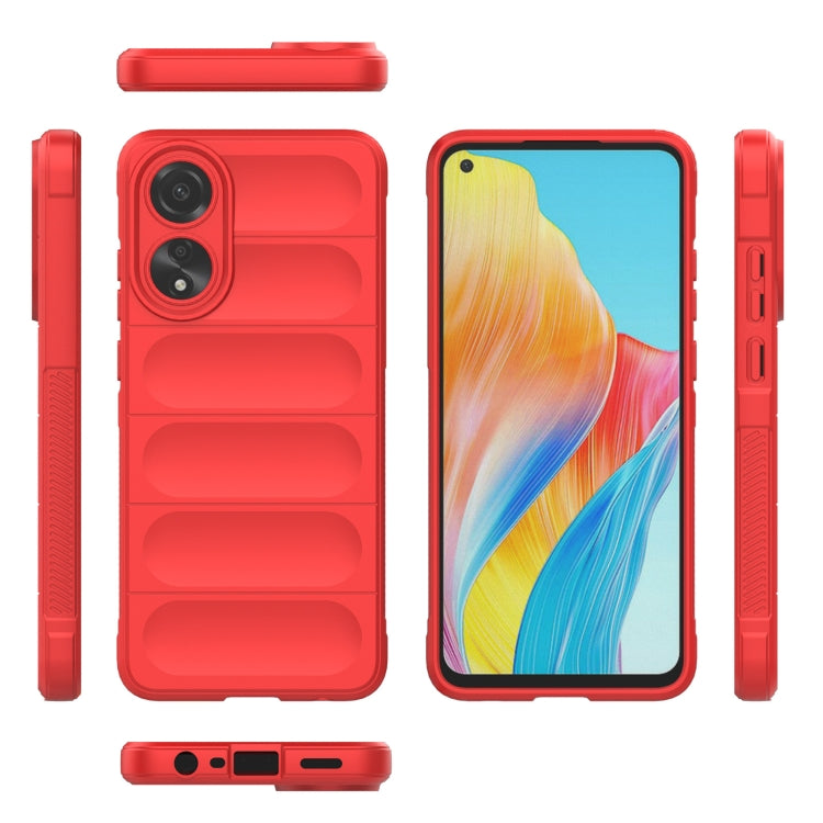 For OPPO A78 4G Global Magic Shield TPU + Flannel Phone Case(Red) - OPPO Cases by buy2fix | Online Shopping UK | buy2fix