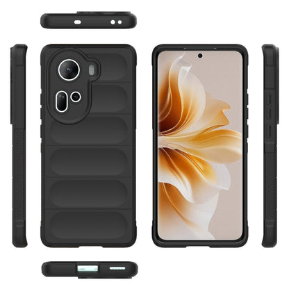 For OPPO Reno11 5G Global Magic Shield TPU + Flannel Phone Case(Black) - Reno11 Cases by buy2fix | Online Shopping UK | buy2fix