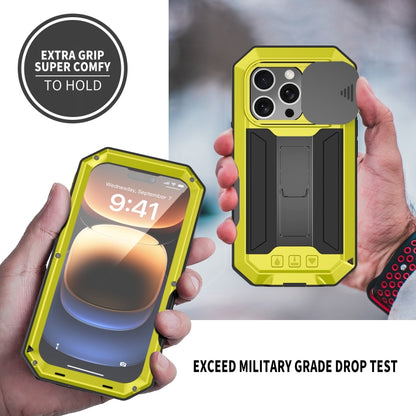 For iPhone 16 Pro R-JUST Sliding Camera IP54 Life Waterproof Holder Phone Case(Yellow) - iPhone 16 Pro Cases by R-JUST | Online Shopping UK | buy2fix