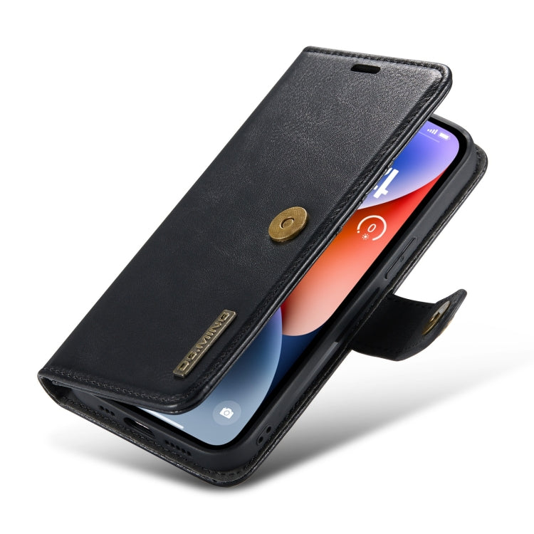 For iPhone 15 DG.MING Crazy Horse Texture Detachable Magnetic Leather Phone Case(Black) - iPhone 15 Cases by DG.MING | Online Shopping UK | buy2fix