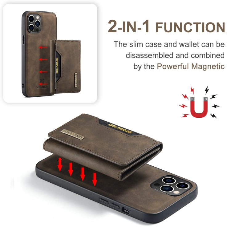 For iPhone 15 Pro DG.MING M2 Series 3-Fold Card Bag Wallet Leather Phone Case(Coffee) - iPhone 15 Pro Cases by DG.MING | Online Shopping UK | buy2fix