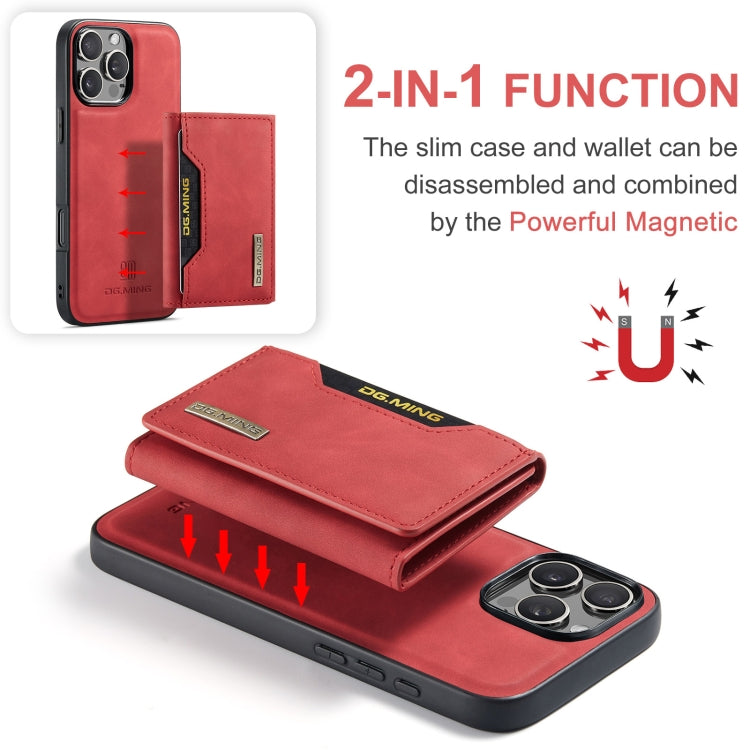 For iPhone 16 Pro DG.MING M2 Series 3-Fold Card Bag Wallet Leather Phone Case(Red) - iPhone 16 Pro Cases by DG.MING | Online Shopping UK | buy2fix