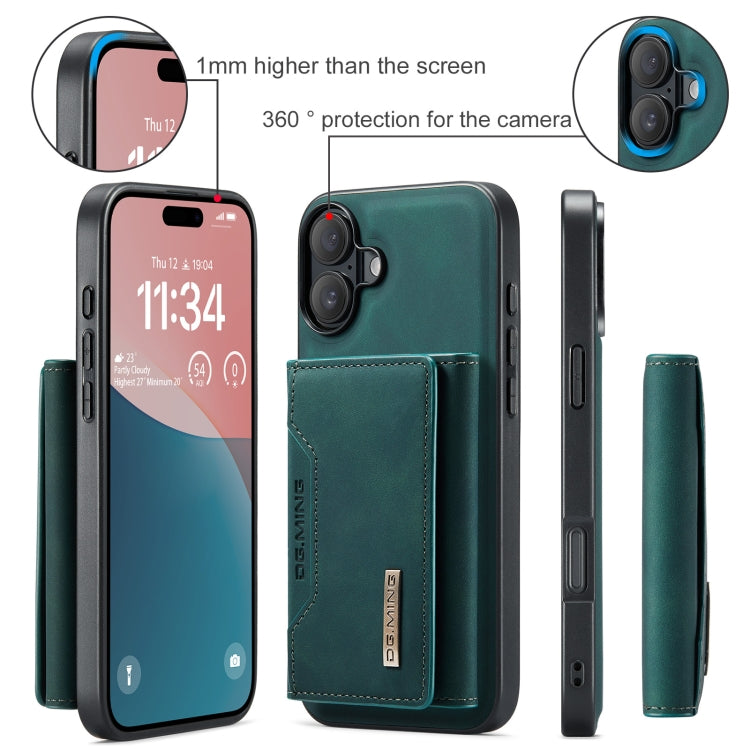 For iPhone 16 DG.MING M2 Series 3-Fold Card Bag Wallet Leather Phone Case(Green) - iPhone 16 Cases by DG.MING | Online Shopping UK | buy2fix