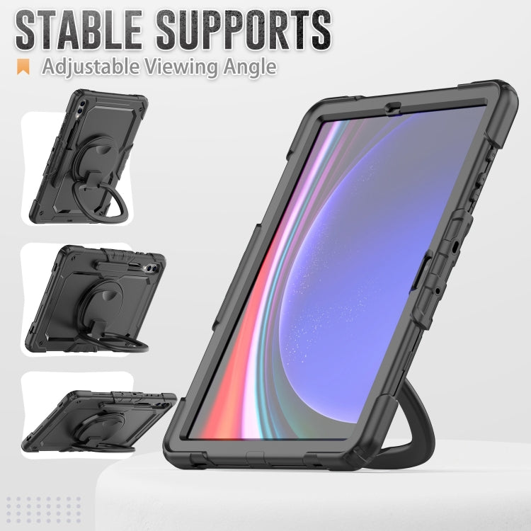 For Samsung Galaxy Tab S9+ D Type Silicone Hybrid PC Tablet Case with Handle Holder(Black) - Galaxy Tab S9+ Cases by buy2fix | Online Shopping UK | buy2fix