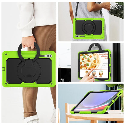 For Samsung Galaxy Tab S10 Ultra D Type Silicone Hybrid PC Tablet Case with Handle Holder(Yellow Green) - Galaxy Tab S9 Ultra Cases by buy2fix | Online Shopping UK | buy2fix