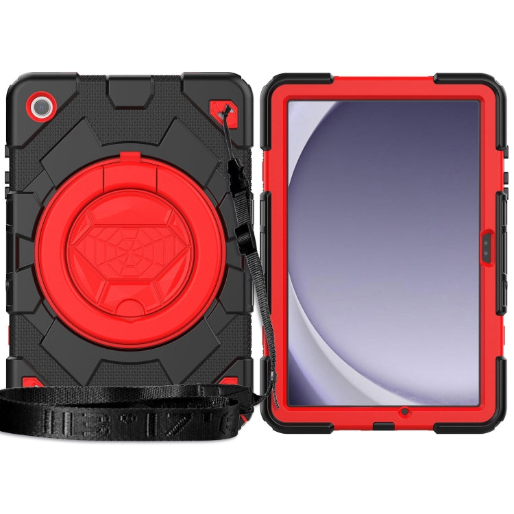 For Samsung Galaxy Tab A9+ Spider Rotation Handle Silicone Hybrid PC Tablet Case(Black Red) - Galaxy Tab A9+ by buy2fix | Online Shopping UK | buy2fix