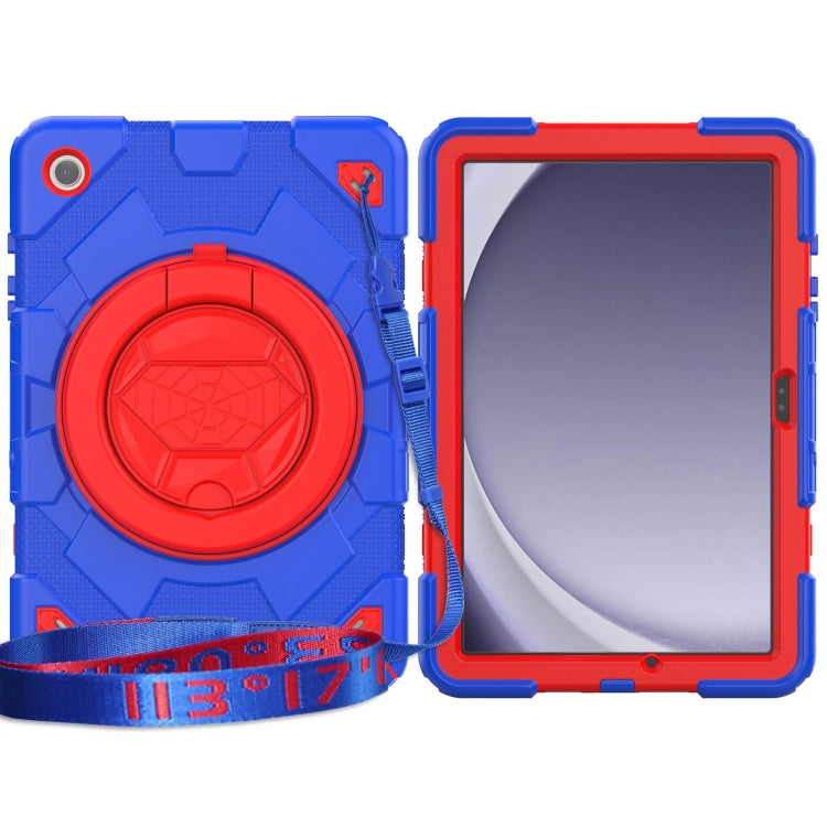 For Samsung Galaxy Tab A9+ Spider Rotation Handle Silicone Hybrid PC Tablet Case(Red Blue) - Galaxy Tab A9+ by buy2fix | Online Shopping UK | buy2fix