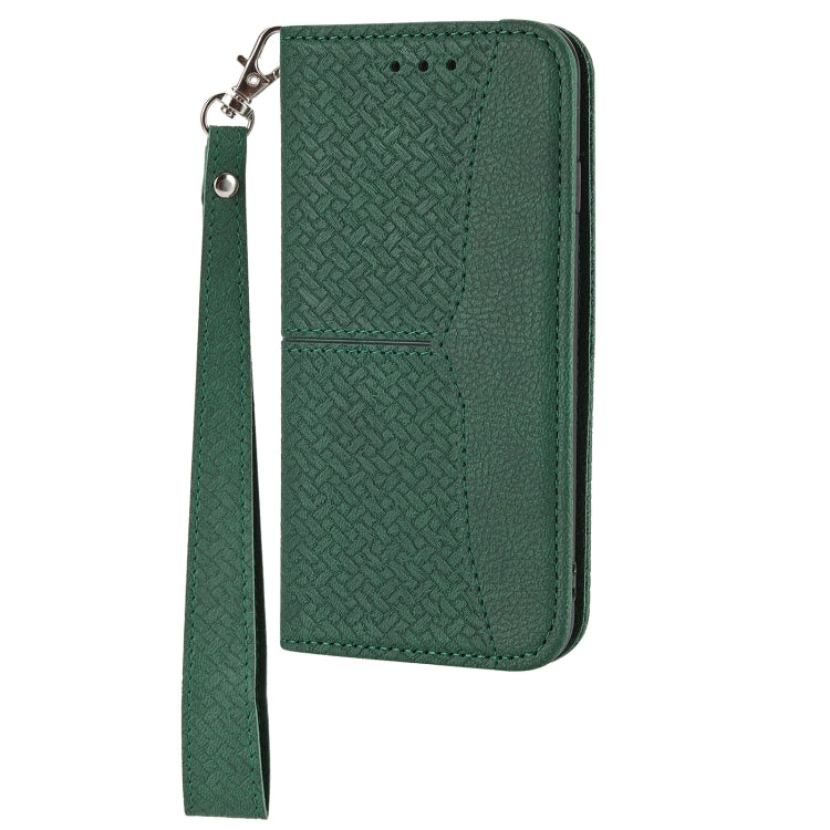 For iPhone 16 Pro Max Woven Texture Stitching Magnetic Leather Phone Case(Green) - iPhone 16 Pro Max Cases by buy2fix | Online Shopping UK | buy2fix