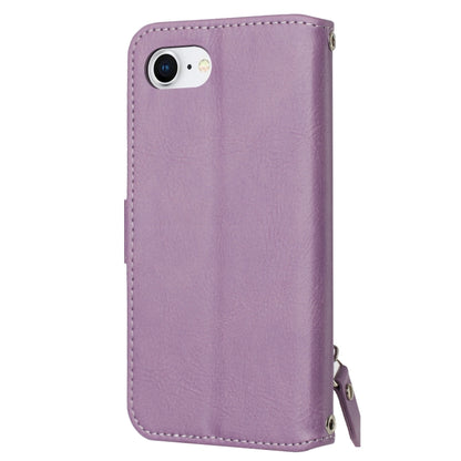 For iPhone SE 2024 Oil Skin Zipper Wallet Leather Phone Case(Purple) - More iPhone Cases by buy2fix | Online Shopping UK | buy2fix