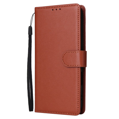 For iPhone 16 Multifunctional Horizontal Flip Leather Phone Case with Three Card Slots(Brown) - iPhone 16 Cases by buy2fix | Online Shopping UK | buy2fix