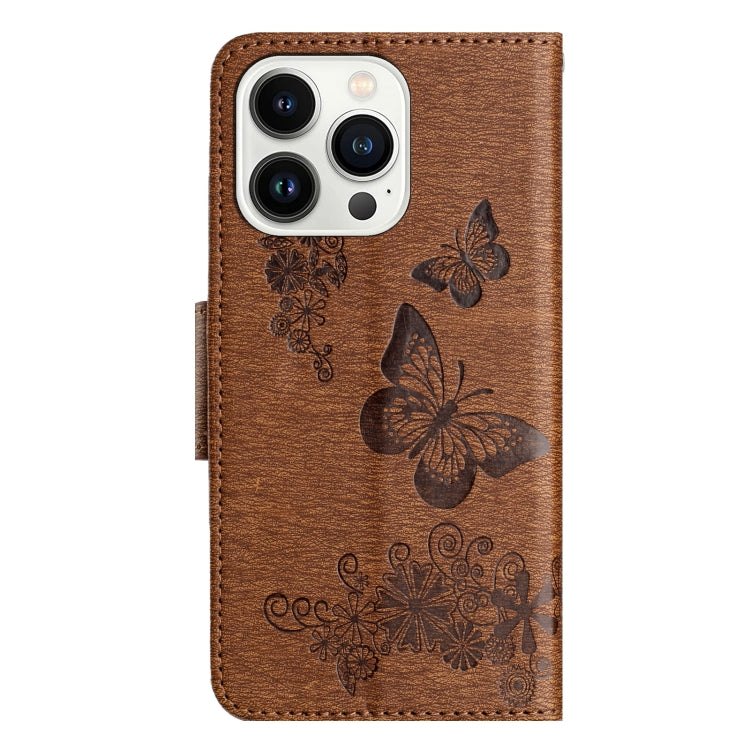 For iPhone 16 Pro Max Butterfly Embossed Flip Leather Phone Case(Brown) - iPhone 16 Pro Max Cases by buy2fix | Online Shopping UK | buy2fix