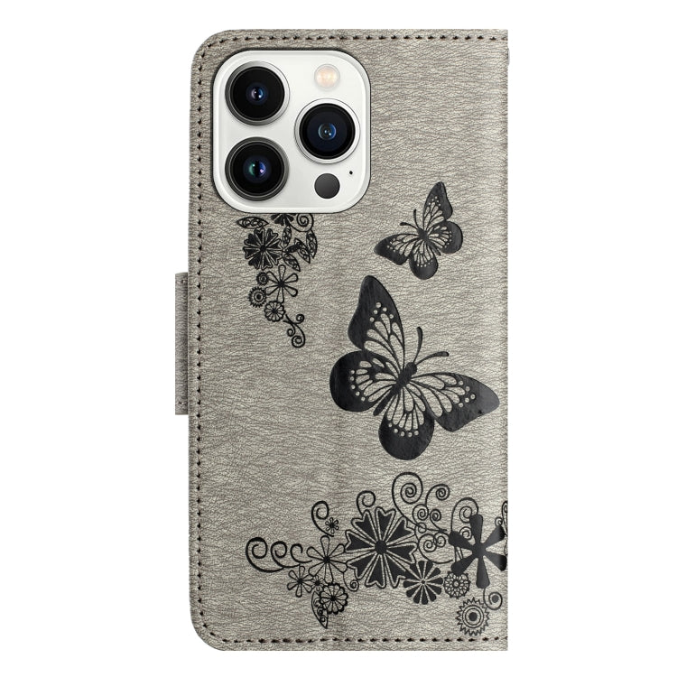 For iPhone 16 Pro Max Butterfly Embossed Flip Leather Phone Case(Grey) - iPhone 16 Pro Max Cases by buy2fix | Online Shopping UK | buy2fix