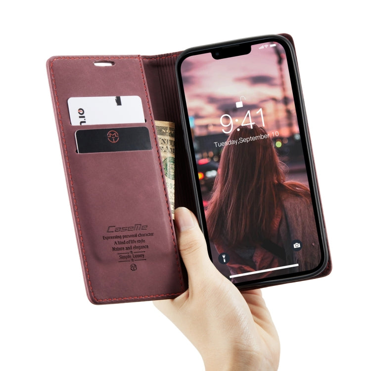 For iPhone 15 CaseMe 013 Multifunctional Horizontal Flip Leather Phone Case(Wine Red) - iPhone 15 Cases by CaseMe | Online Shopping UK | buy2fix