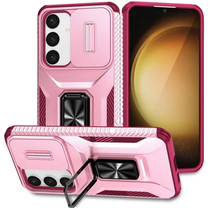 For Samsung Galaxy S24+ 5G Sliding Camshield Holder Phone Case(Pink + Rose Red) - Galaxy S24+ 5G Cases by buy2fix | Online Shopping UK | buy2fix