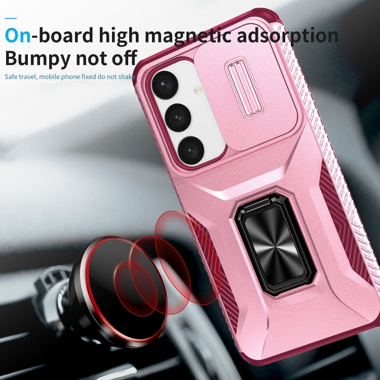 For Samsung Galaxy S24+ 5G Sliding Camshield Holder Phone Case(Pink + Rose Red) - Galaxy S24+ 5G Cases by buy2fix | Online Shopping UK | buy2fix