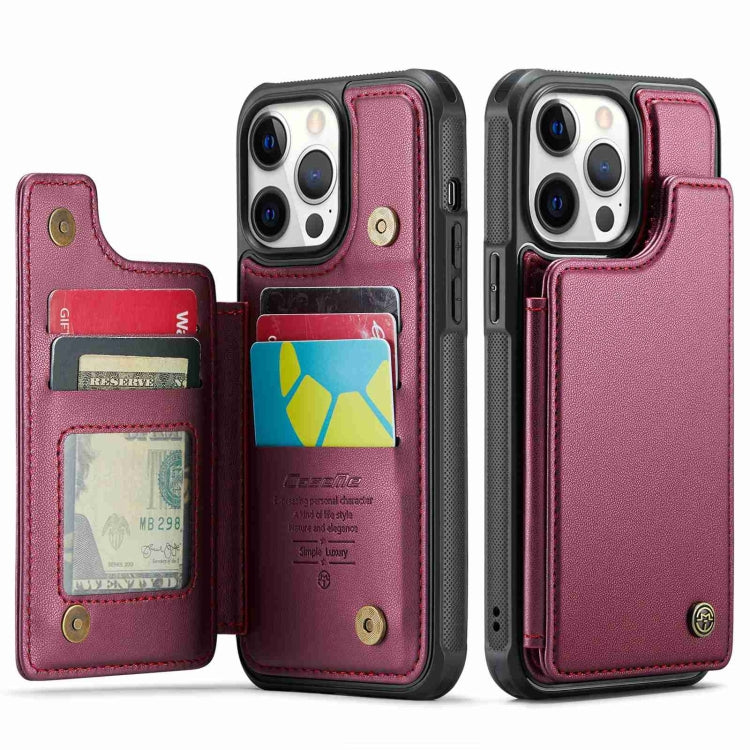 For iPhone 12 Pro Max CaseMe C22 Card Slots Holder RFID Anti-theft Phone Case(Wine Red) - iPhone 12 Pro Max Cases by CaseMe | Online Shopping UK | buy2fix