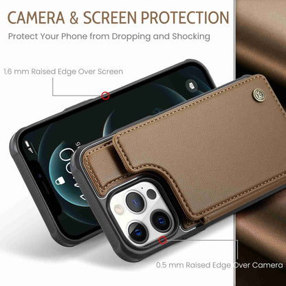 For iPhone 12 Pro Max CaseMe C22 Card Slots Holder RFID Anti-theft Phone Case(Brown) - iPhone 12 Pro Max Cases by CaseMe | Online Shopping UK | buy2fix