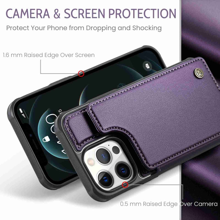 For iPhone 12 Pro Max CaseMe C22 Card Slots Holder RFID Anti-theft Phone Case(Purple) - iPhone 12 Pro Max Cases by CaseMe | Online Shopping UK | buy2fix