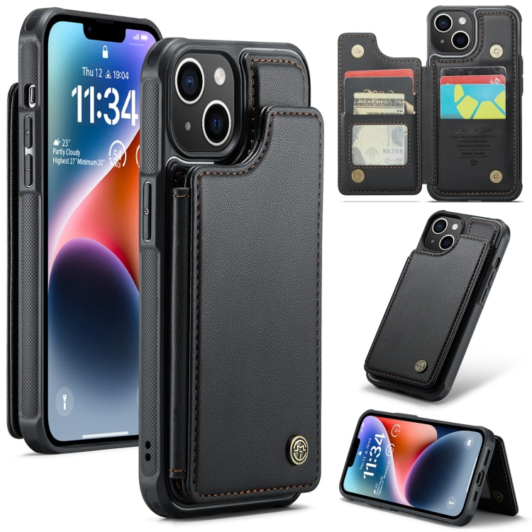 For iPhone 14 Plus CaseMe C22 Card Slots Holder RFID Anti-theft Phone Case(Black) - iPhone 14 Plus Cases by CaseMe | Online Shopping UK | buy2fix