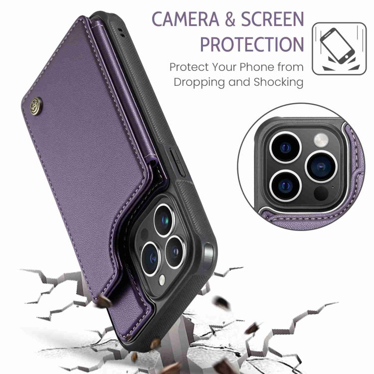 For iPhone 14 Pro CaseMe C22 Card Slots Holder RFID Anti-theft Phone Case(Purple) - iPhone 14 Pro Cases by CaseMe | Online Shopping UK | buy2fix